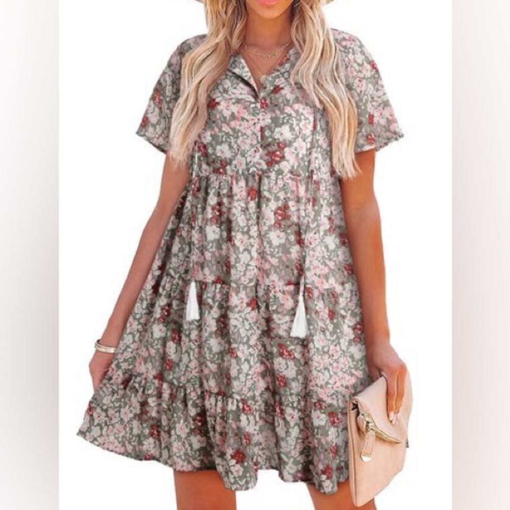 Floral Print Short Sleeve Dress